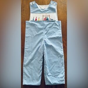 NWOT Mom & Me Smocked Nativity Jesus Wise Men Blue Plaid  Overalls 18M